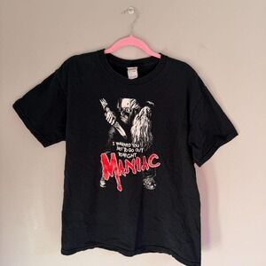 VINTAGE 1980 MANIAC 'I WARNED YOU NOT TO GO OUT AT NIGHT' HORROR MOVIE T-SHIRT